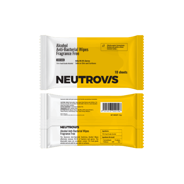 Neutrovis Alcohol Anti-Bacterial Wipes Fragrance Free